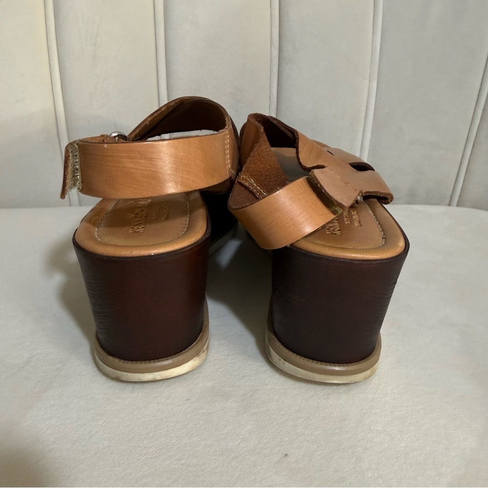 Kenneth Kole New York Brown Leather Platform Sandals Size EUR 39 - Picture 10 of 13
